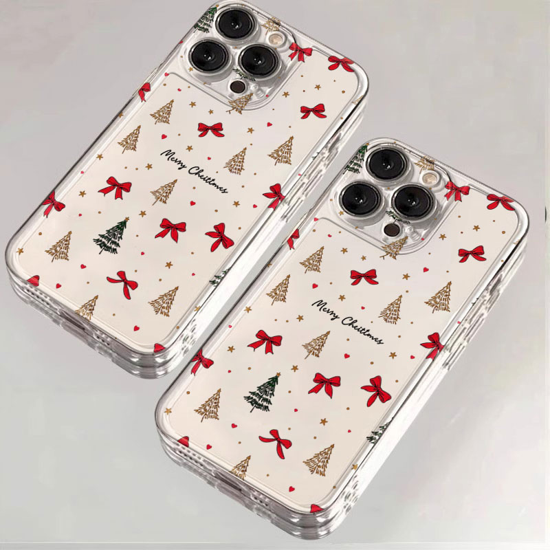 Clear Shockproof Bumper Case - Kırmızı Kurdeleli, Şeffaf, Darbeye Dayanıklı iPhone