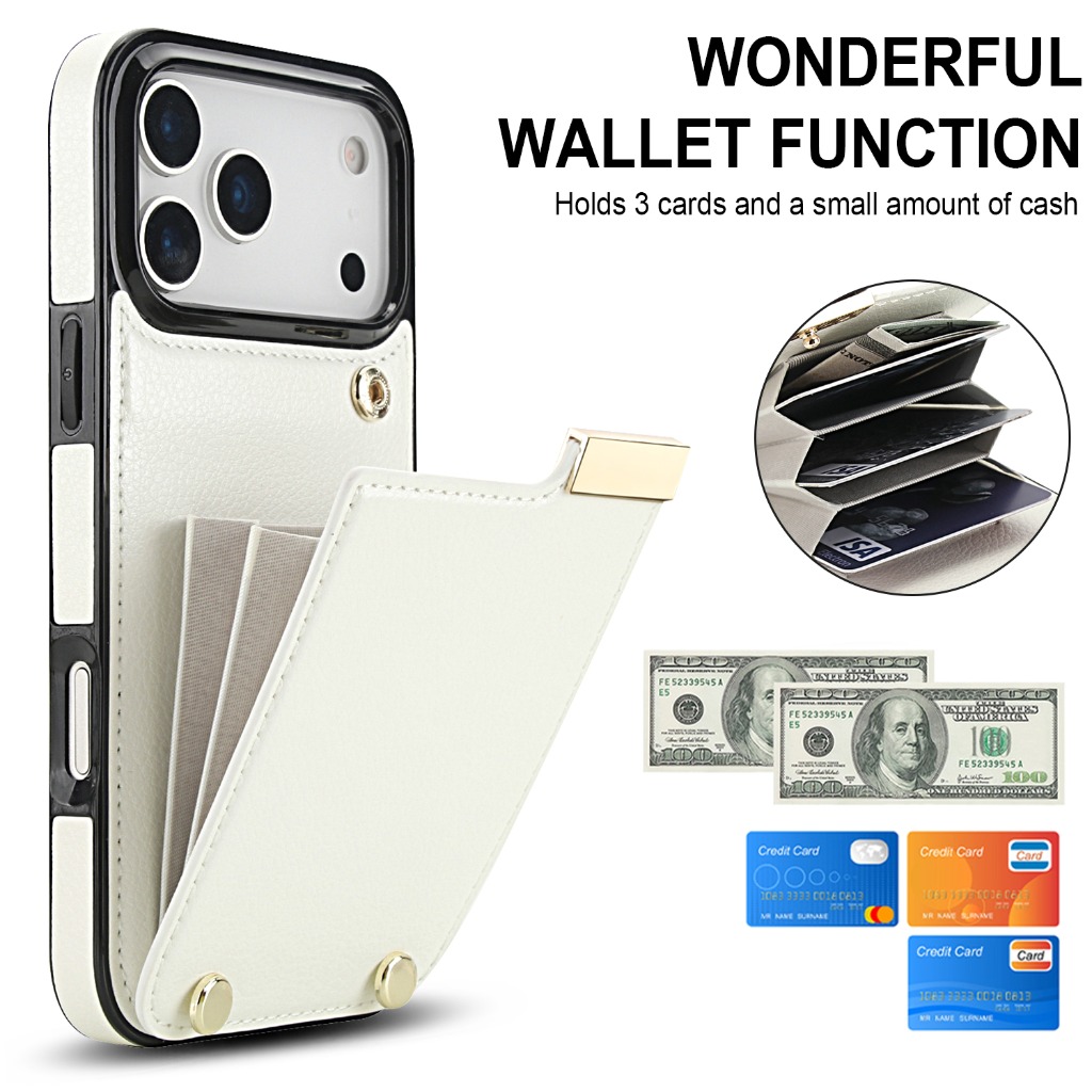 iPhone 17 Pro Max Air 17e 16e  - Leather Wallet Card Holder Phone Cover incelemesi ve fiyatı